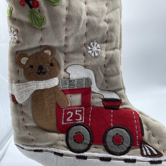 Pottery Barn Kids Jonathan Stocking Santa Train Christmas Holiday Xmas Quilted - Picture 3 of 13